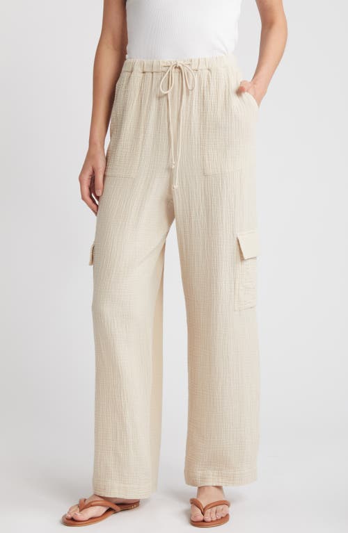 Rails Christiano Wide Leg Cotton Gauze Cargo Pants in Flax