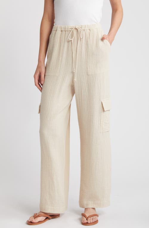 Shop Rails Christiano Wide Leg Cotton Gauze Cargo Pants In Flax