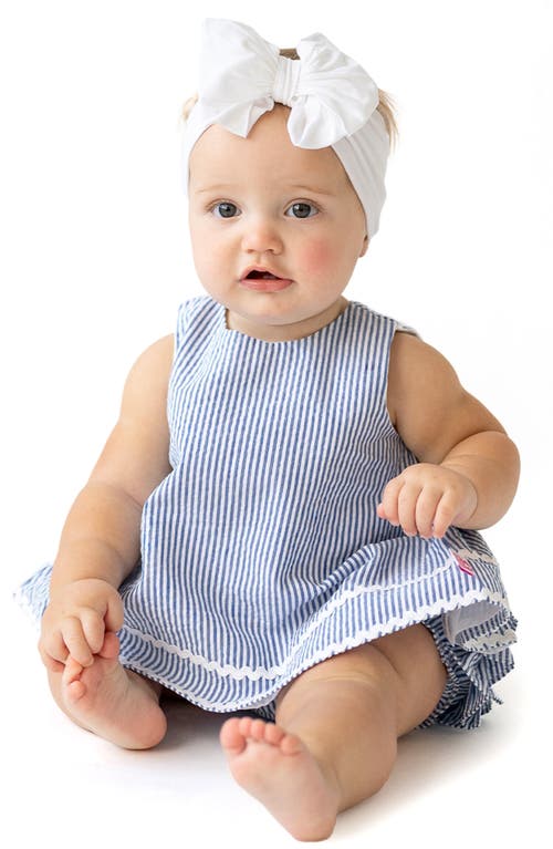 Shop Rufflebutts Seersucker Cotton Swing Top & Bloomers In Blue Seersucker