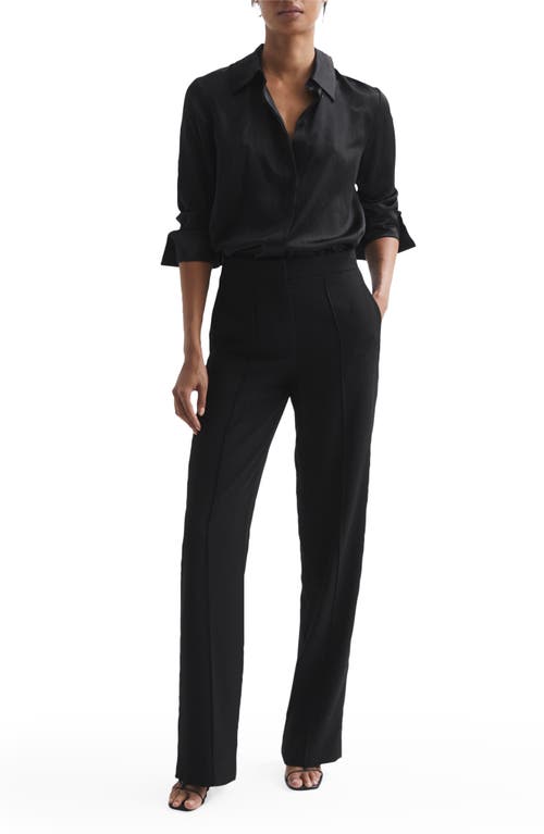 Reiss Aleah High Waist Straight Leg Trousers in Black at Nordstrom, Size 6 Us