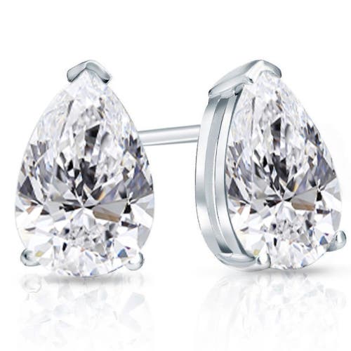 Bliss Diamond 2 Ct Lab Grown Pear Shape Diamond Studs 14k White Gold Earrings In 14k White Gold