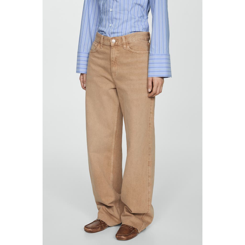 Mango Denver High Rise Wide Leg Jeans In Light Pastel Brown