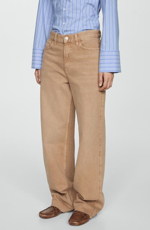 Mango Denver High Rise Wide Leg Jeans In Light Pastel Brown