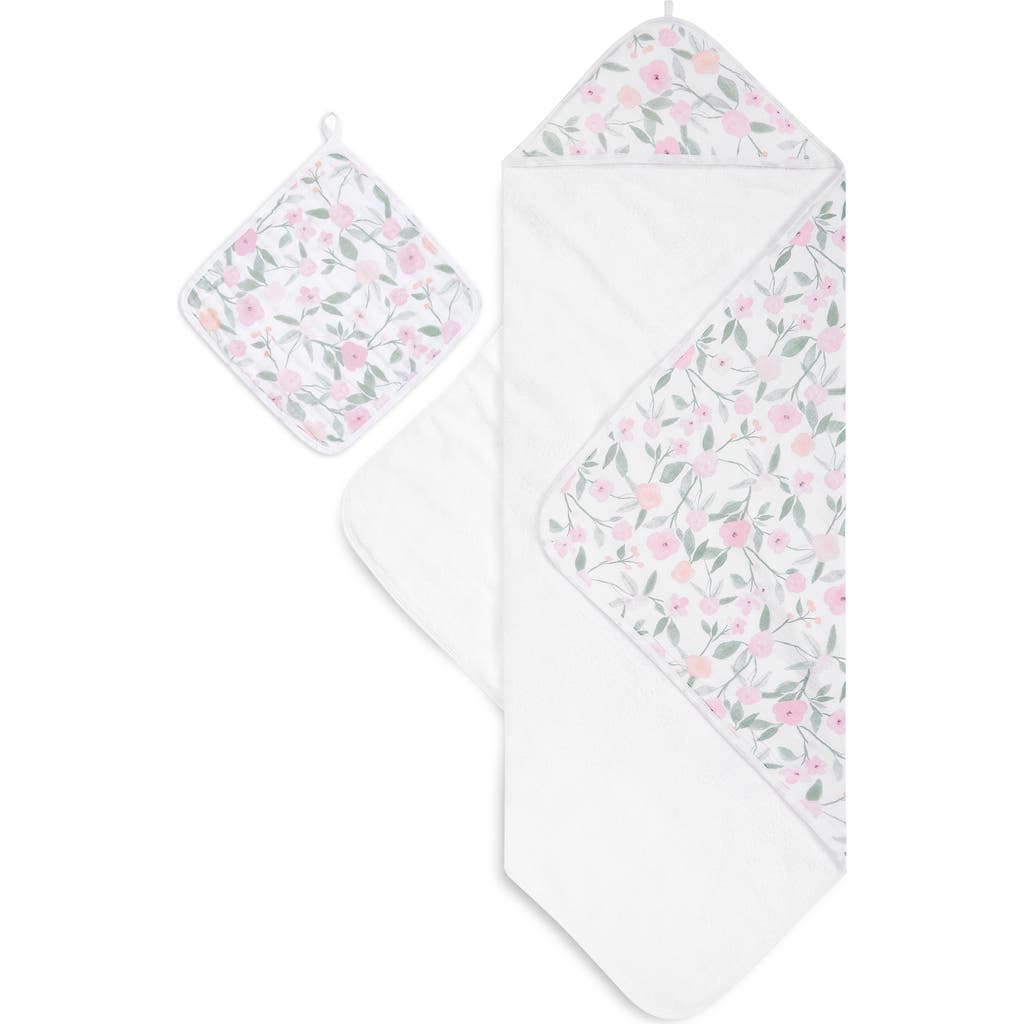 Shop Aden + Anais 2-pack Cotton Washcloth & Hooded Towel In Ma Fleur Pink