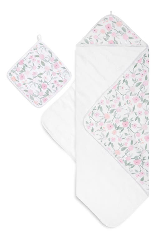 aden + anais 2-Pack Cotton Washcloth & Hooded Towel in Ma Fleur Pink