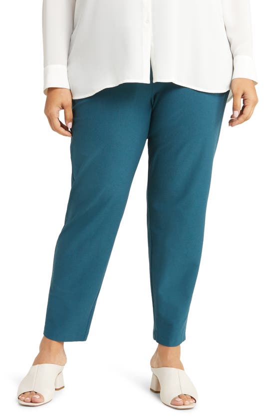 Eileen Fisher Tapered Crepe Ankle Pants In Pacifica