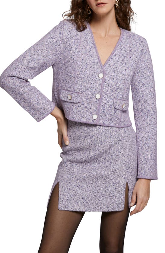 & Other Stories Metallic Tweed Crop Jacket In Lilac Tweed ModeSens