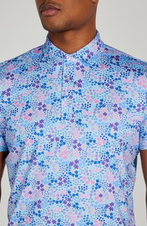 Shop Redvanly Rhodes Floral Performance Golf Polo In Atmosphere/pink