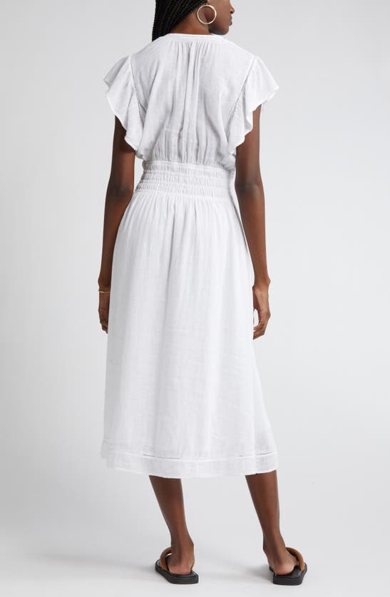 Shop Rails Iona Linen Blend Midi Dress In White Lace Detail