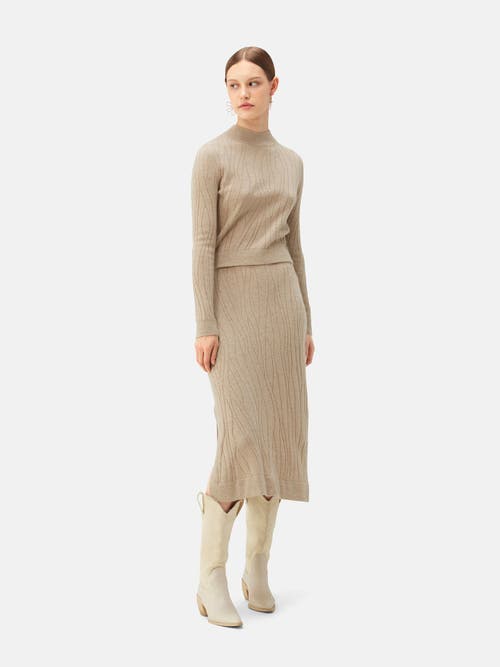 Gobi Mongolian Cashmere Organic Color Cropped High Neck Cashmere Sweater In Warm Grey