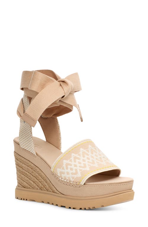 UGG(r) Abbot Ankle Wrap Wedge Sandal in Driftwood