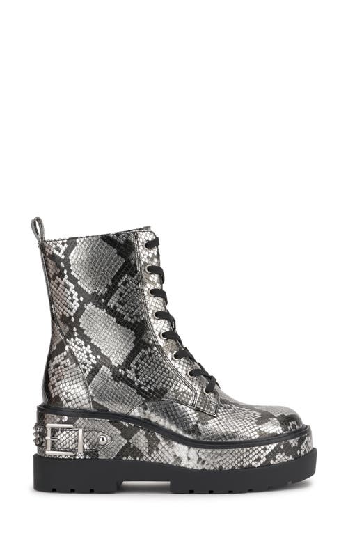 Shop Jessica Simpson Imelda Lace-up Platform Moto Bootie In Chrome