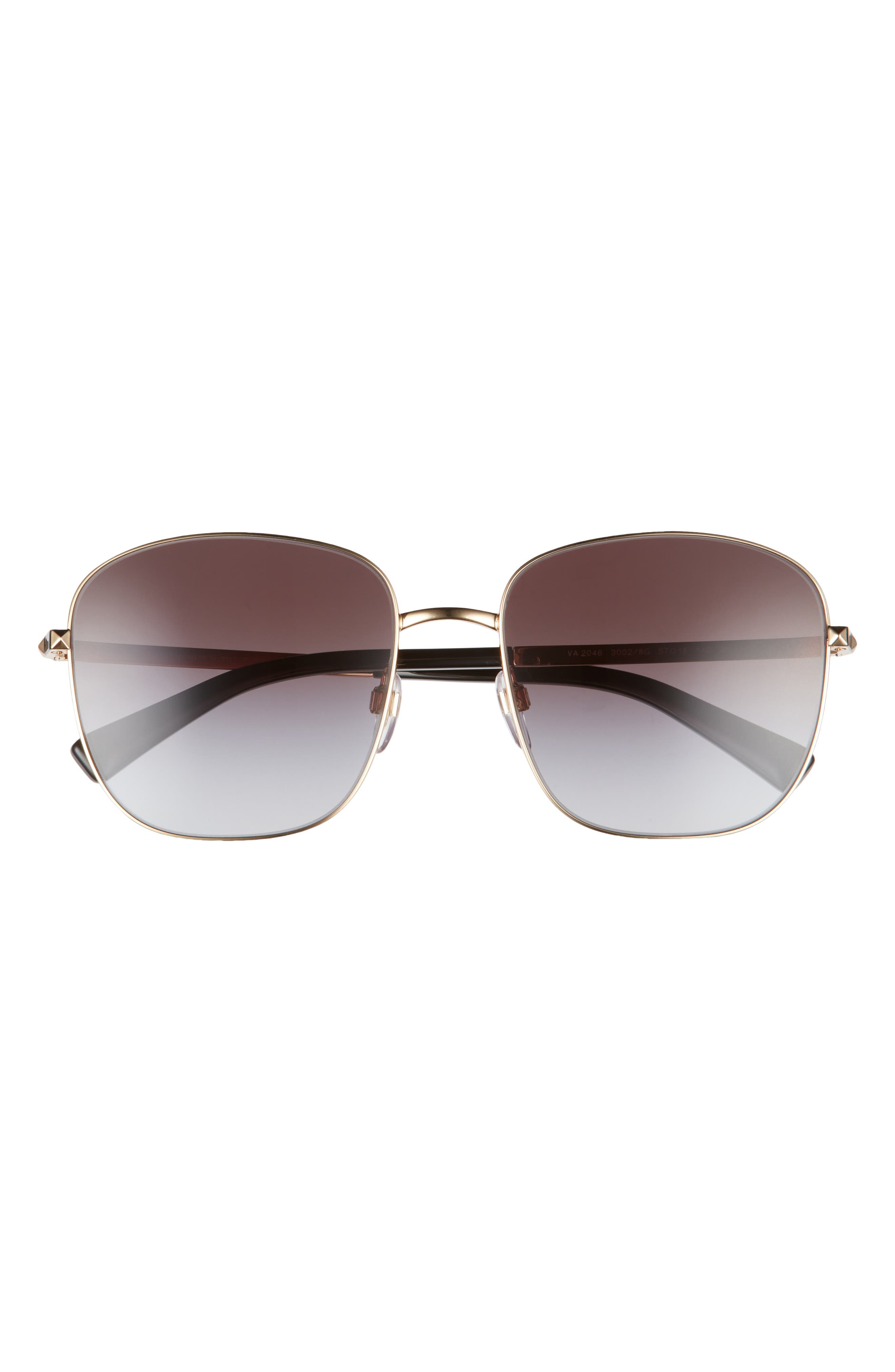 Valentino 57mm Studded Sunglasses in Gold/Gradient Black at Nordstrom