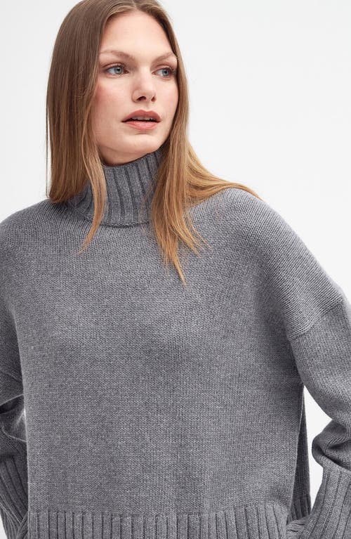 Shop Barbour Serena Cotton & Wool Blend Turtleneck Sweater In Grey Marl