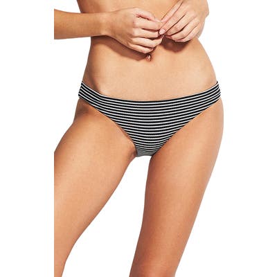 Seafolly Go Overboard Striped Hipster Bikini Bottoms, US / 6 AU - Black