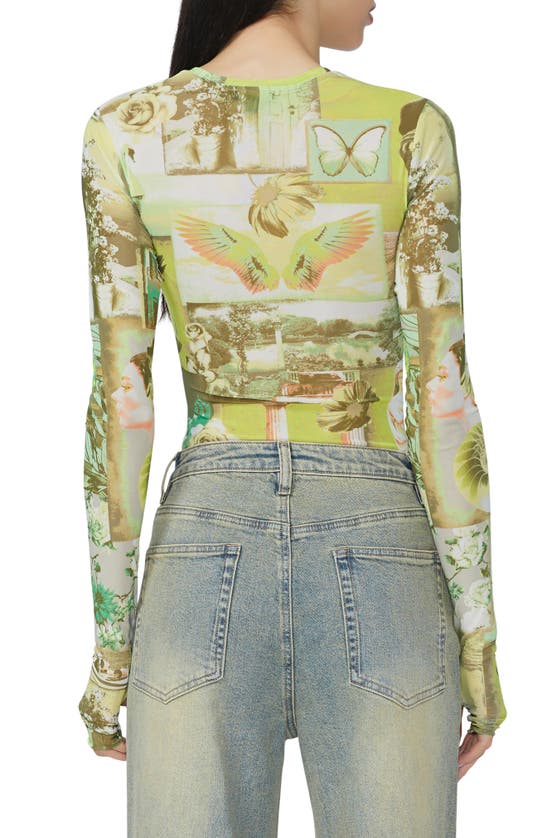Afrm Kaylee Print Mesh Top In Citrus Post Card