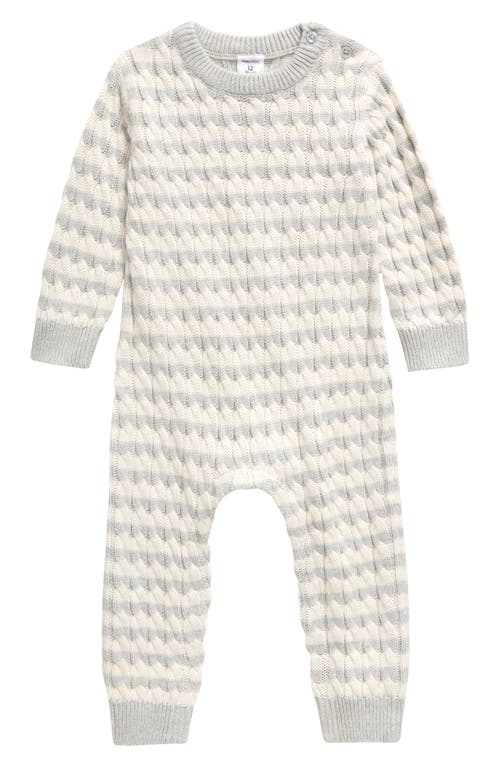 Shop Nordstrom Cable Sweater Romper In Grey Ivory Bold Stripe