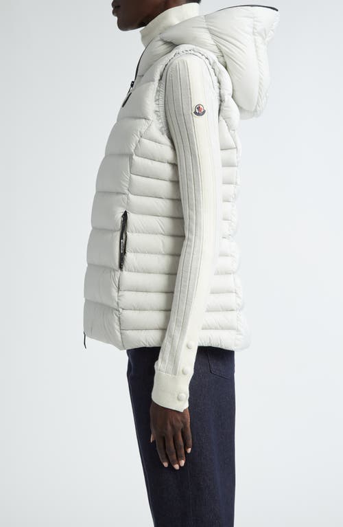 Shop Moncler Barraux Hooded Down Puffer Vest In Oyster Mushroom