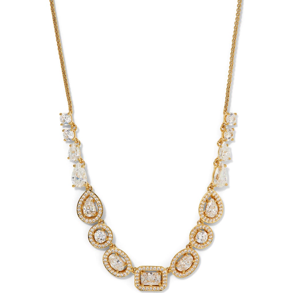 Nadri Radiant Cubic Zirconia Frontal Necklace in Gold