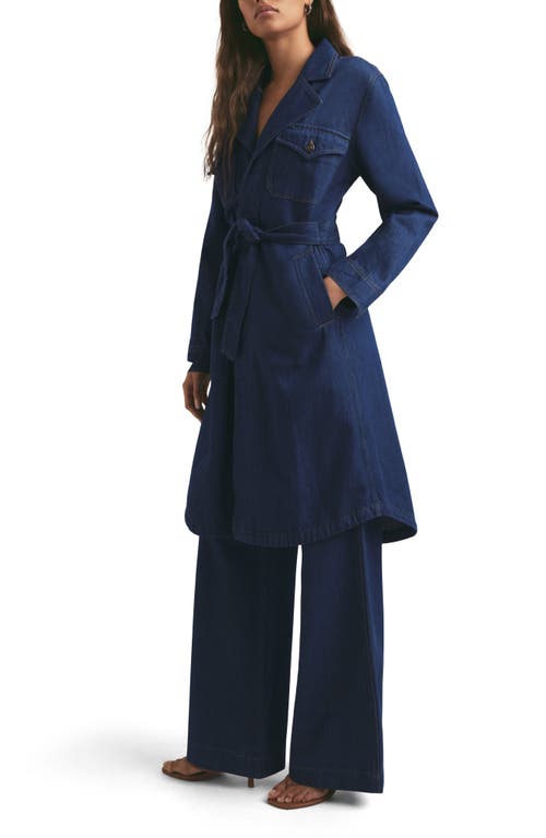 Shop Favorite Daughter The Boulevard Denim Trench Wrap Coat In Rome