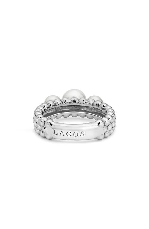 Lagos Luna Pearl Caviar Band Ring In Silver/pearl