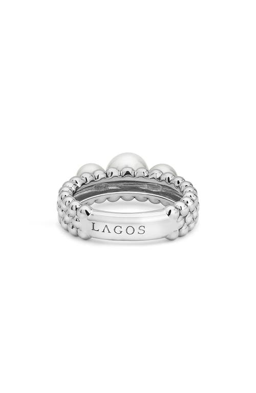 Shop Lagos Luna Pearl Caviar Band Ring In Silver/pearl