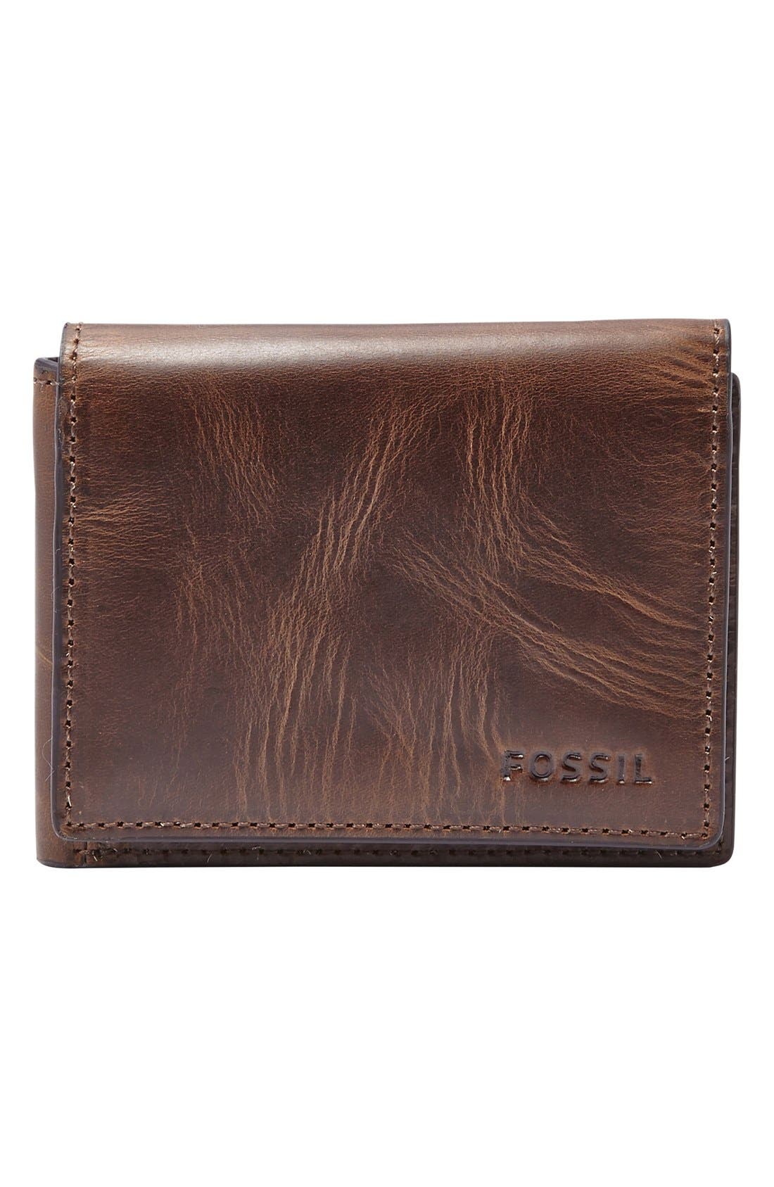 UPC 762346315476 product image for Men's Fossil 'Derrick' Leather Flip Trifold Wallet - Brown | upcitemdb.com