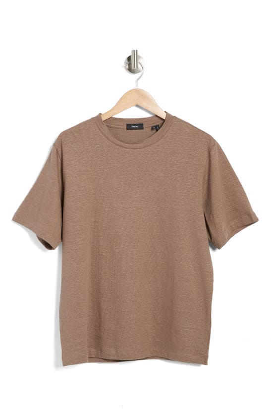 Theory Ryder Flex Linen T-shirt In Fossil - E3j