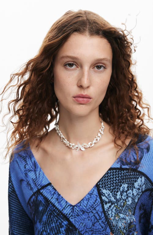 Desigual Arty Print Sweater In Blue