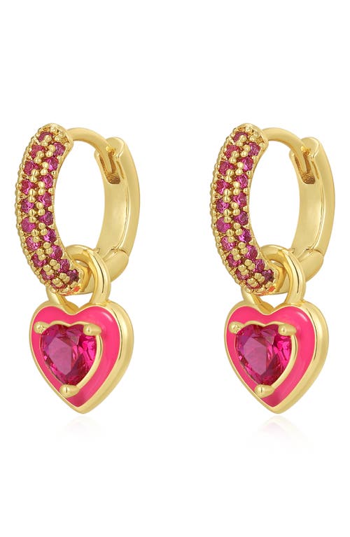Luv AJ Puffy Heart Cubic Zirconia Huggie Drop Earrings in Gold at Nordstrom