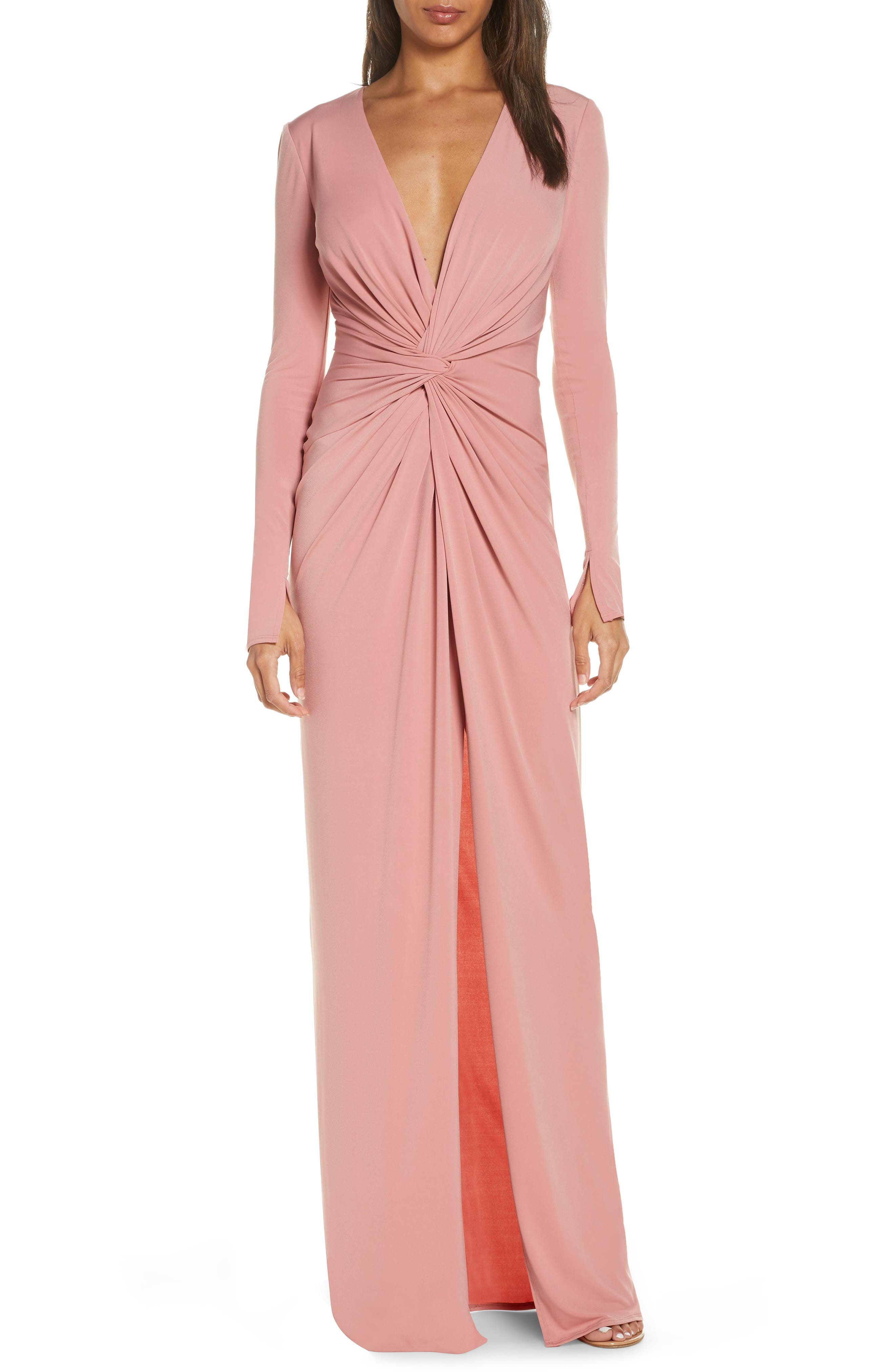 Katie May In a Mood Plunging Long Sleeve Gown Nordstrom
