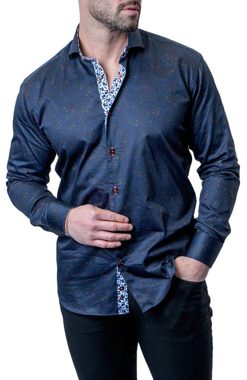 Maceoo Einstein Paisley Swirls Contemporary Fit Button-Up Shirt Blue at Nordstrom,