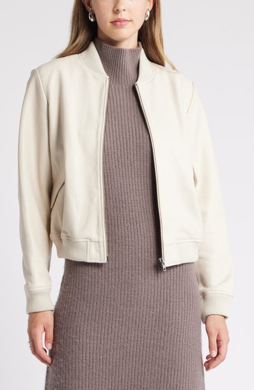 Shop Nordstrom Leather Bomber Jacket In Beige Pumice