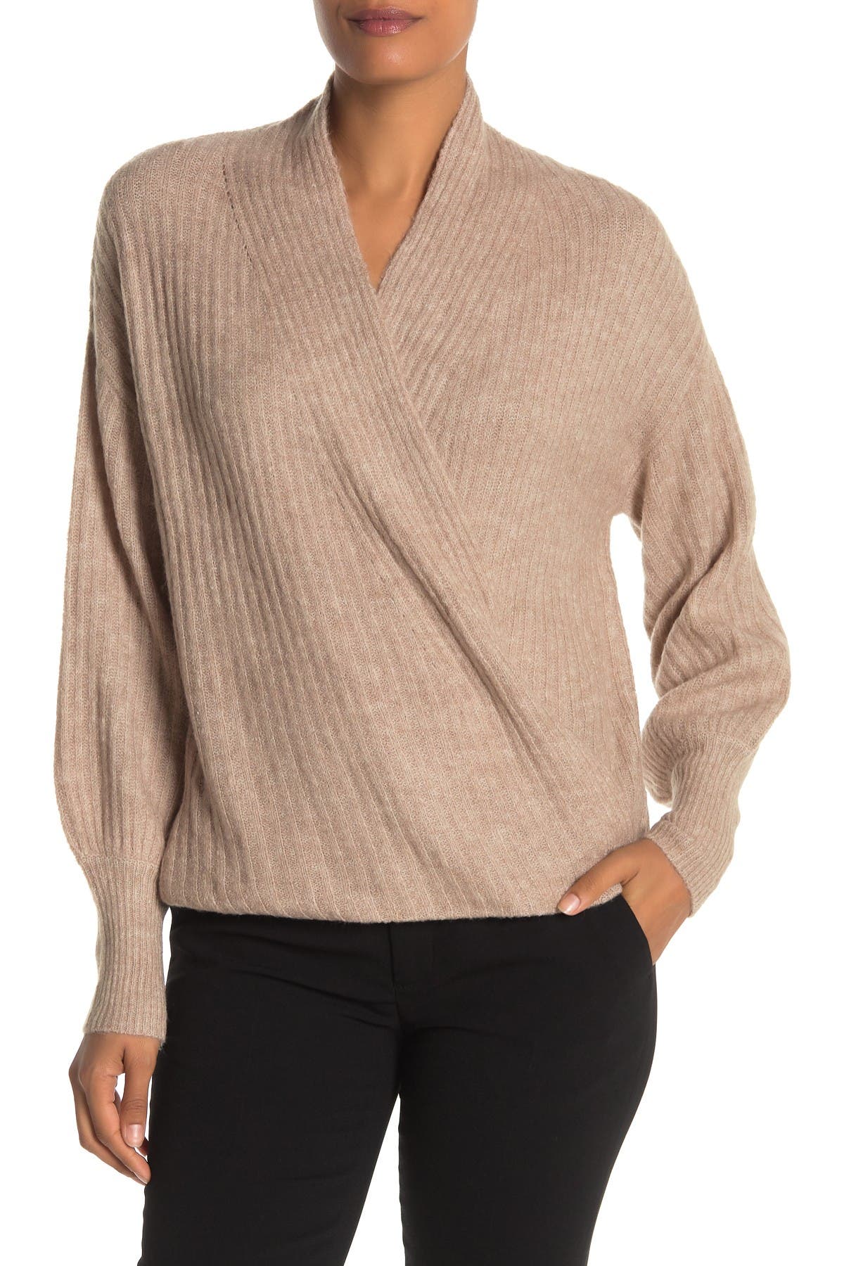 Max Studio | Ribbed Knit Wrap Sweater | Nordstrom Rack