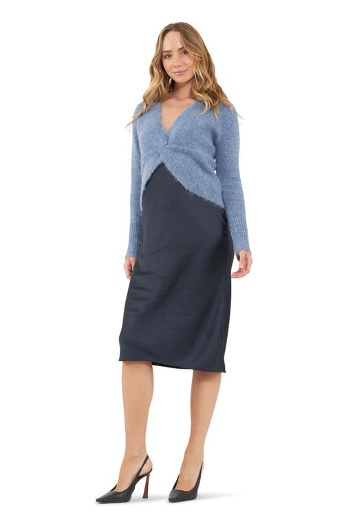 Shop Ripe Maternity Nala Twist Front Maternity/nursing Sweater In Dusty Blue