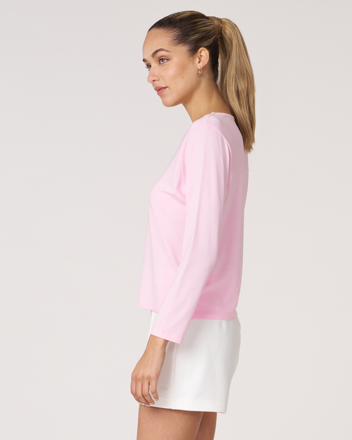 Shop Rebody Active Rebody Essentials Mid Length Long Sleeve Top In Pink