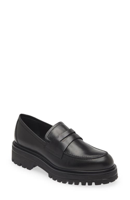 La Canadienne Reese Platform Penny Loafer Black Leather at Nordstrom,