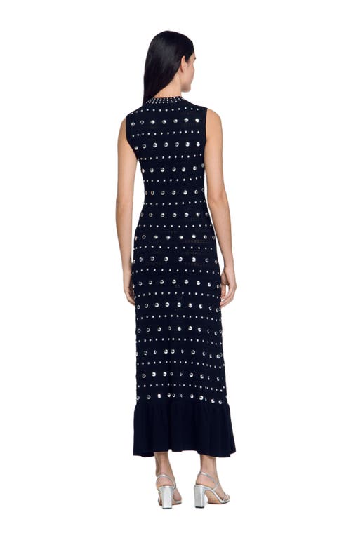 Shop Sandro Knit Maxi Dress With Studs In Black