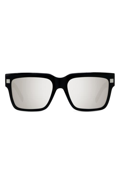 Givenchy GVDAY 55mm Square Sunglasses in Shiny Black /Smoke Mirror at Nordstrom