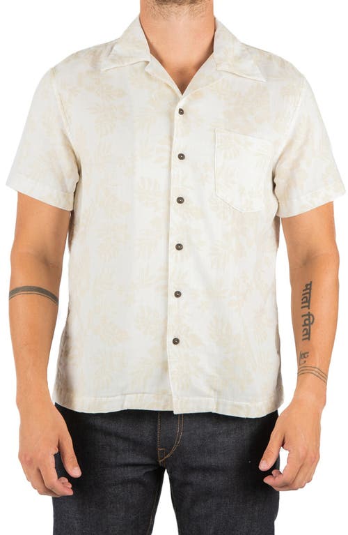 The Wrench Double Layer Notched Collar Camp Shirt in Beige Aloha