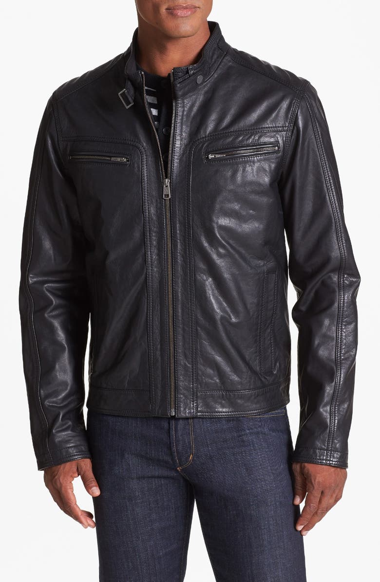 Cole Haan Washed Lambskin Leather Moto Jacket | Nordstrom
