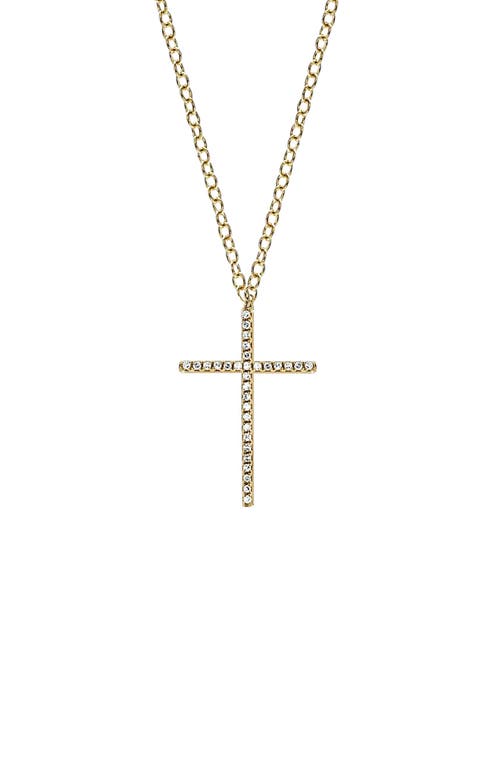 EF Collection Diamond Cross Pendant Necklace in Yellow Gold at Nordstrom, Size 18