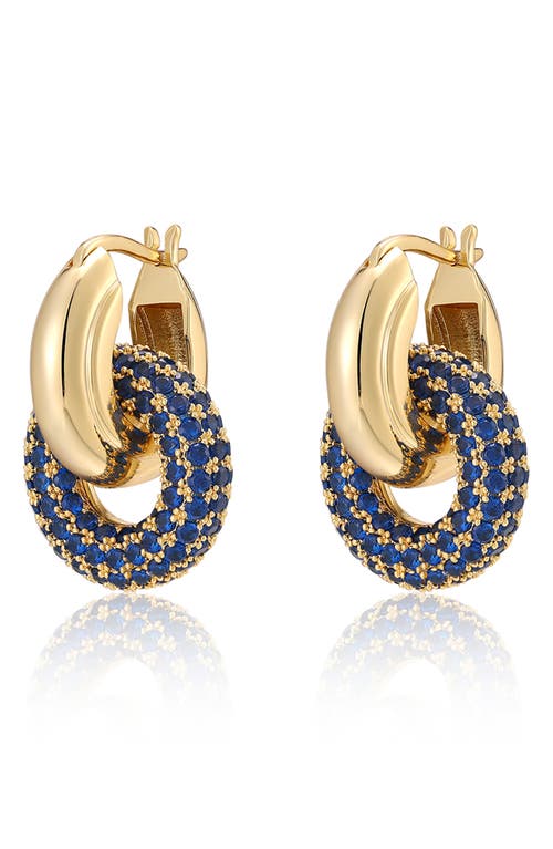 Luv AJ Pavé Interlock Hoop Earrings in Blue/gold