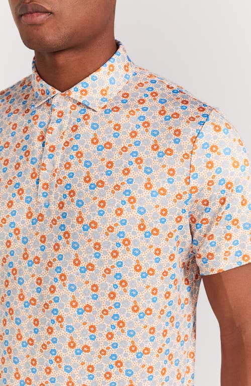 Shop Redvanly Beech Floral Performance Polo In Tangelo