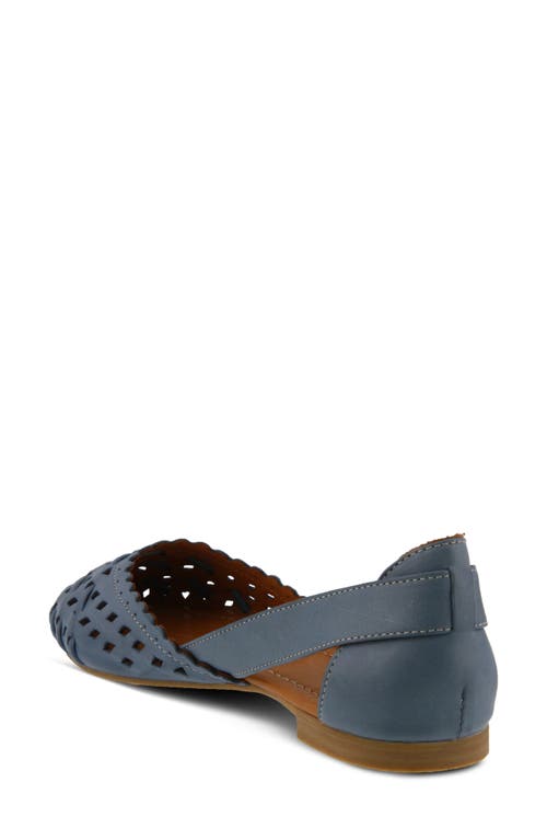 Spring Step Delorse Flat In Denim Blue Leather