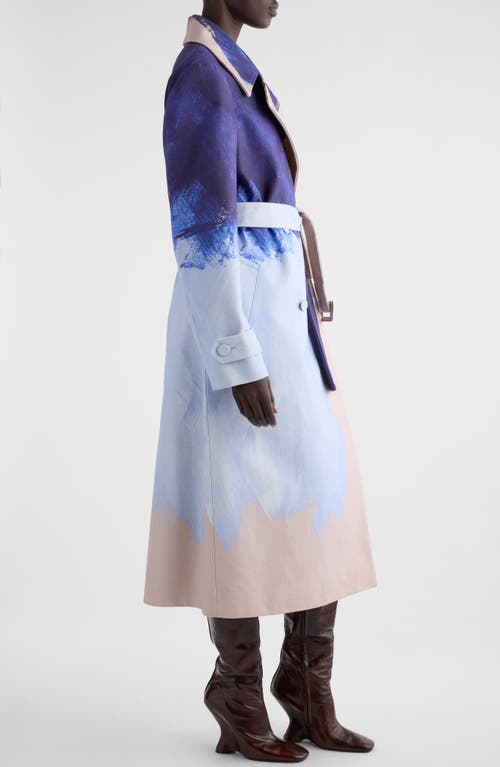 Shop Dries Van Noten Ronald Abstract Print Cotton Gabardine Coat In Blue