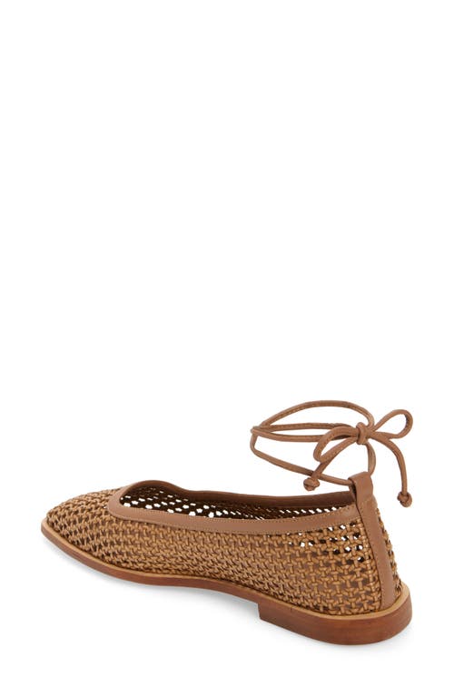 Shop Kaanas Nana Woven Ankle Wrap Ballet Flat In Honey