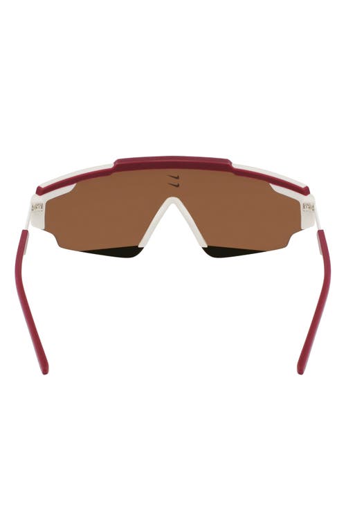 Nike Marquee Edge 64mm Oversize Shield Sunglasses In Night Maroon/bronze Mirror