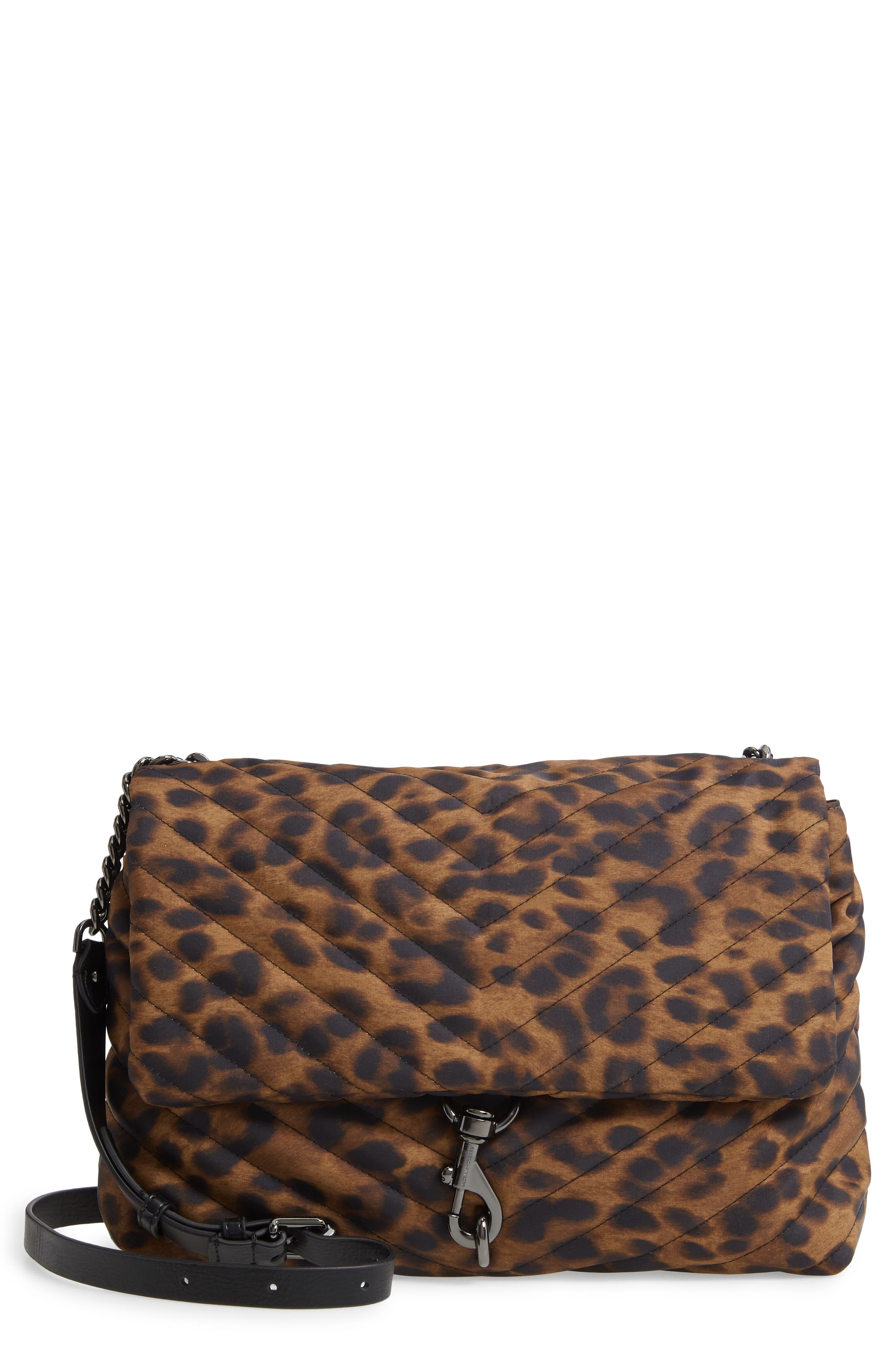 Rebecca Minkoff Edie Jumbo Quilted Nylon Shoulder Bag in Natural Leopard at Nordstrom