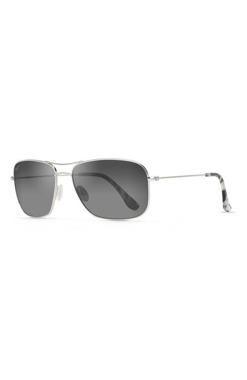 Shop Maui Jim Wiki Wiki 59mm Polarized Aviator Sunglasses In Silver/neutral Grey